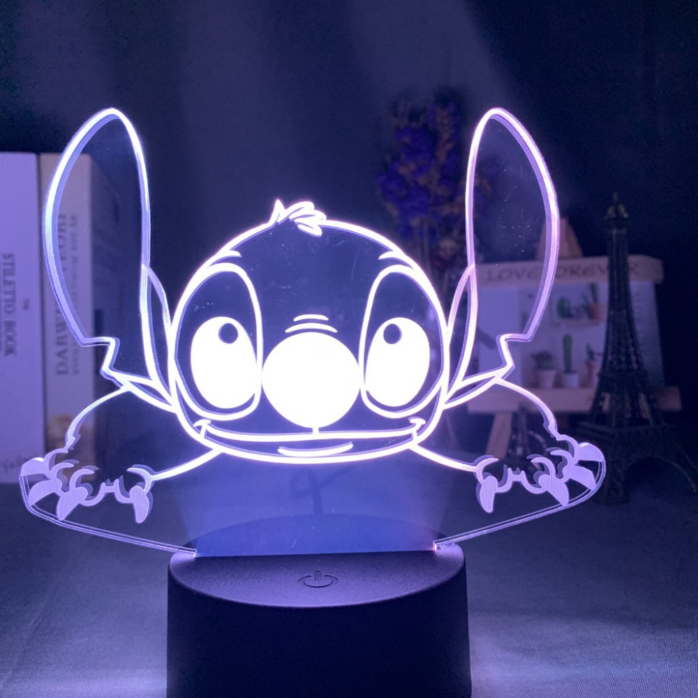Stitch Night Light, 3D LED Light Lilo Stitch Gifts LED Intelligent Stitch  Lamp 7 Color Light for Christmas Childrens Room Decoration HFY